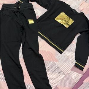 Black and Gold  Jogger Set